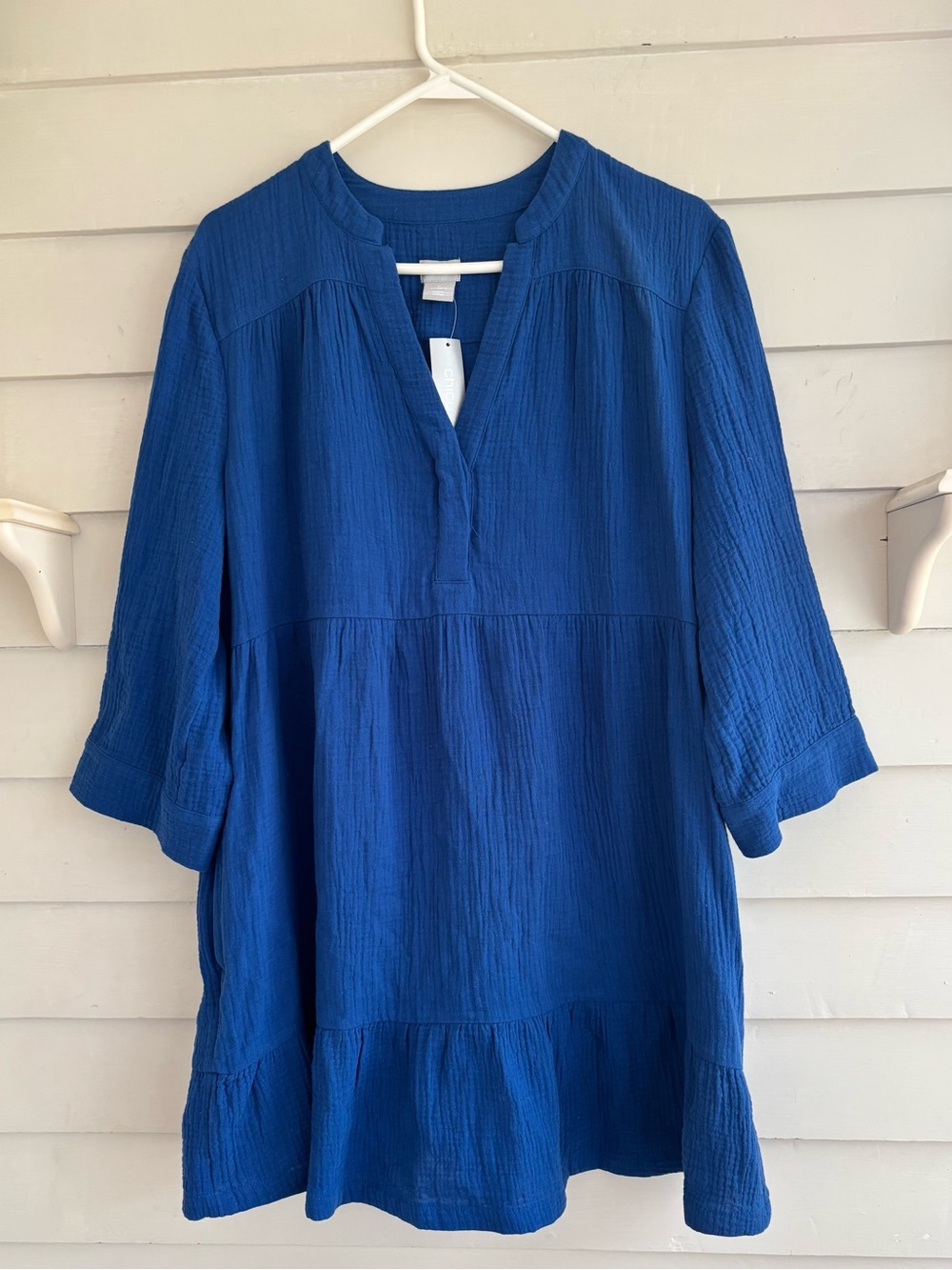 Chico's Blue Cotton Gauze Tiered Sundress Women’s Size 12 (Chico’s size 2) NWT